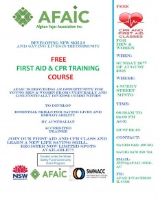 FREE FIRST AID & CPR TRAINING   COURSE