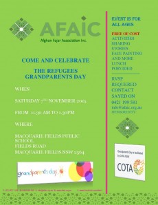 AFAIC, Celebrate the Refugees Grandparents Day